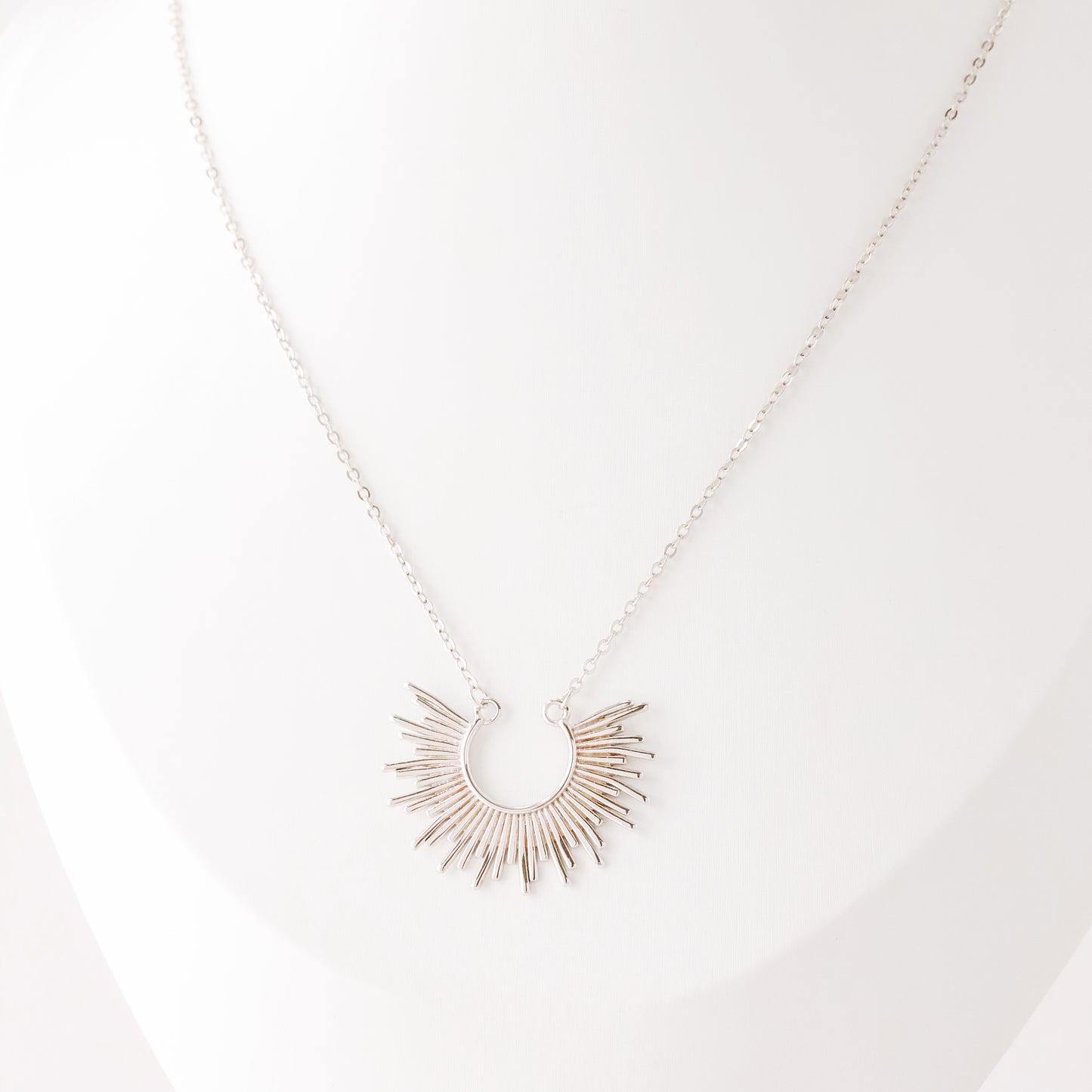 Sun Necklace Dainty Spike Necklace Sunburst Gold Necklace Minimalist Celestial Jewelry Semicircle Sun Pendant Gift For Her