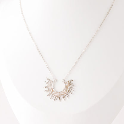 Sun Necklace Dainty Spike Necklace Sunburst Gold Necklace Minimalist Celestial Jewelry Semicircle Sun Pendant Gift For Her