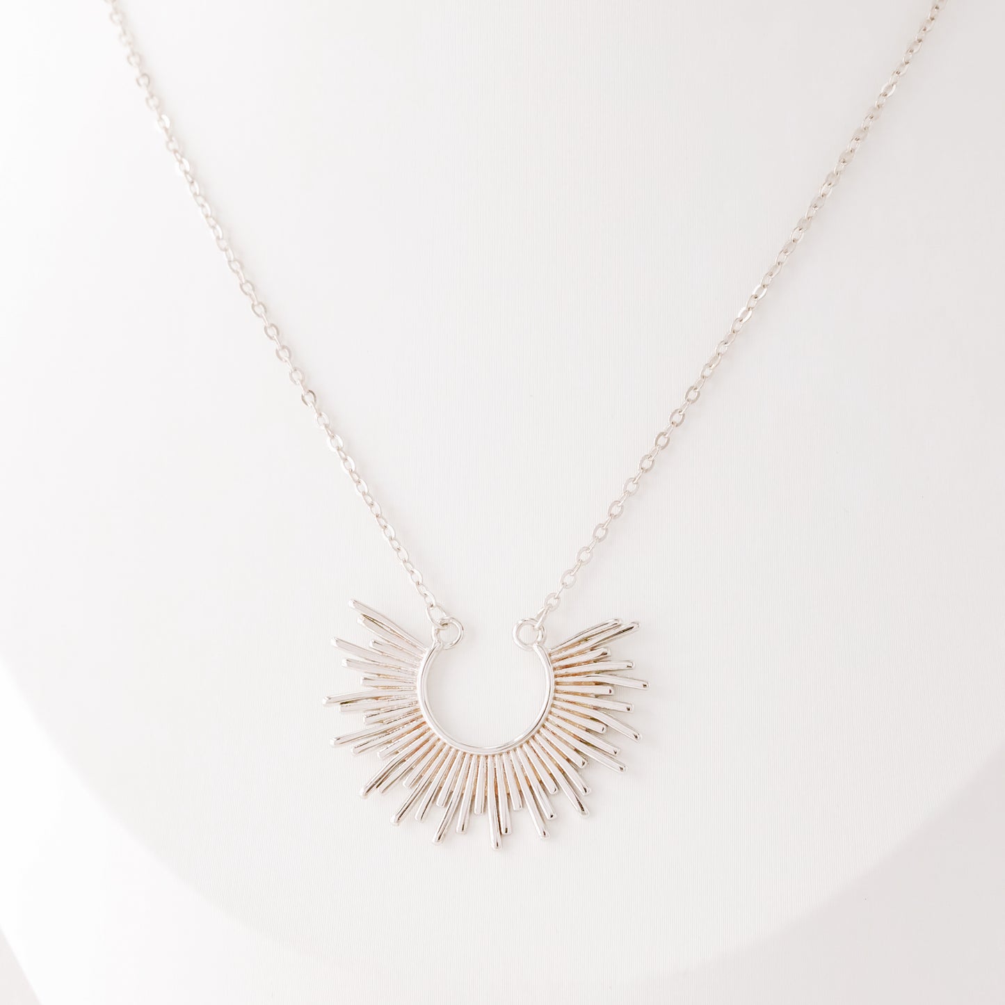 Sun Necklace Dainty Spike Necklace Sunburst Gold Necklace Minimalist Celestial Jewelry Semicircle Sun Pendant Gift For Her