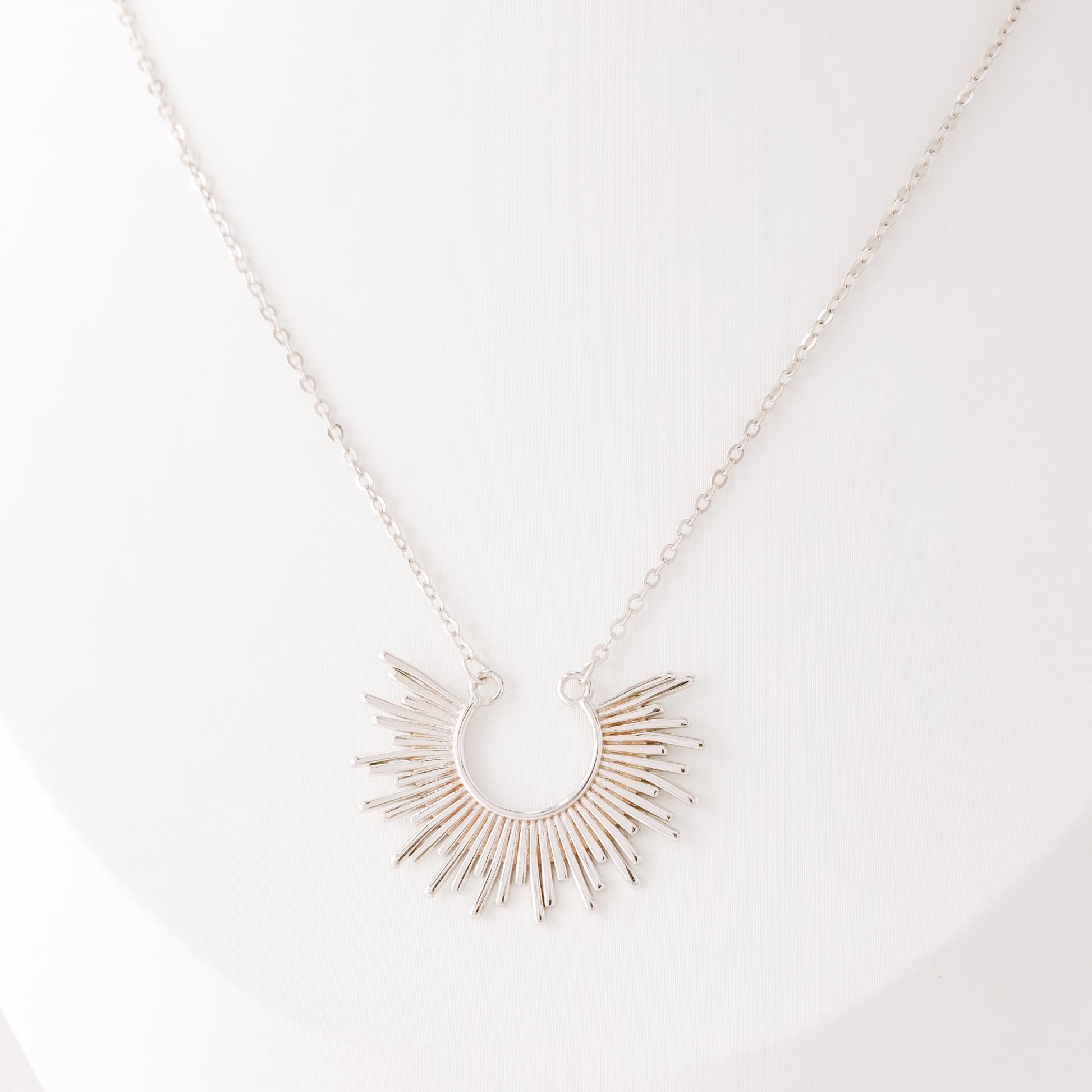 Sun Necklace Dainty Spike Necklace Sunburst Gold Necklace Minimalist Celestial Jewelry Semicircle Sun Pendant Gift For Her