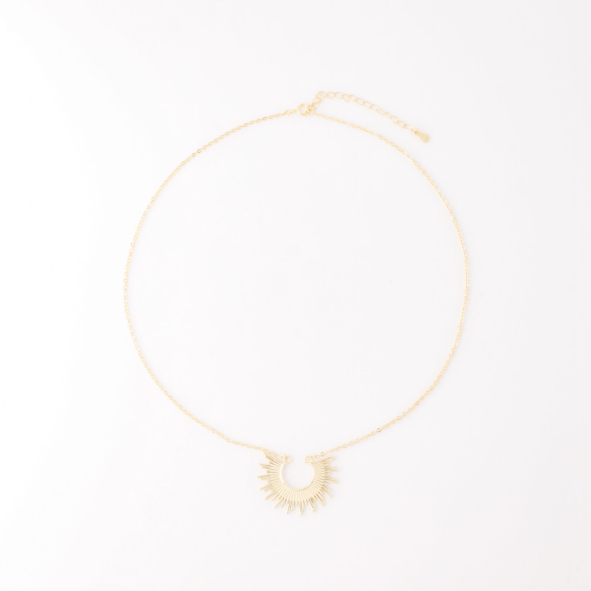 Sun Necklace Dainty Spike Necklace Sunburst Gold Necklace Minimalist Celestial Jewelry Semicircle Sun Pendant Gift For Her