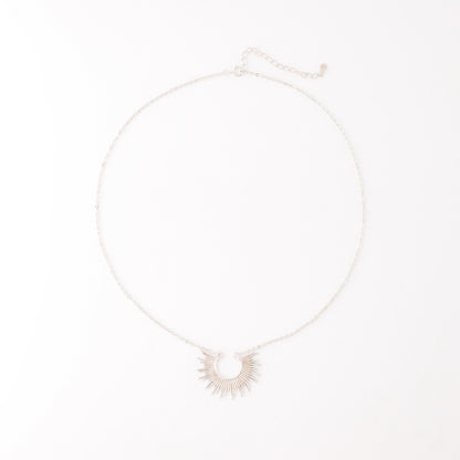Sun Necklace Dainty Spike Necklace Sunburst Gold Necklace Minimalist Celestial Jewelry Semicircle Sun Pendant Gift For Her