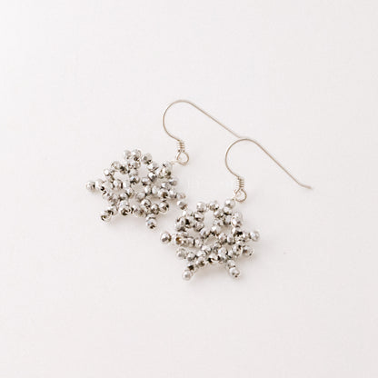 Snowflake Dangle Earrings • Snow Flake Earrings • Beaded Snowflake Earrings • Sterling Silver 925 • BYSDMJEWELS