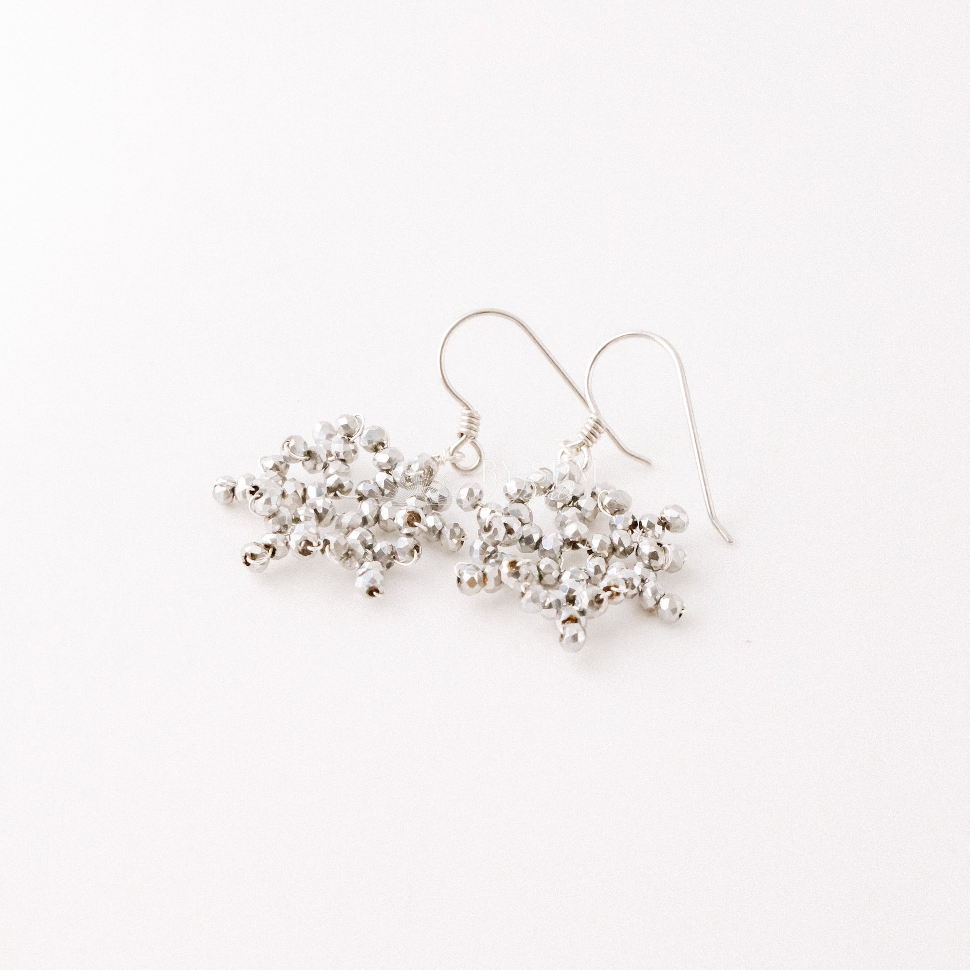 Snowflake Dangle Earrings • Snow Flake Earrings • Beaded Snowflake Earrings • Sterling Silver 925 • BYSDMJEWELS