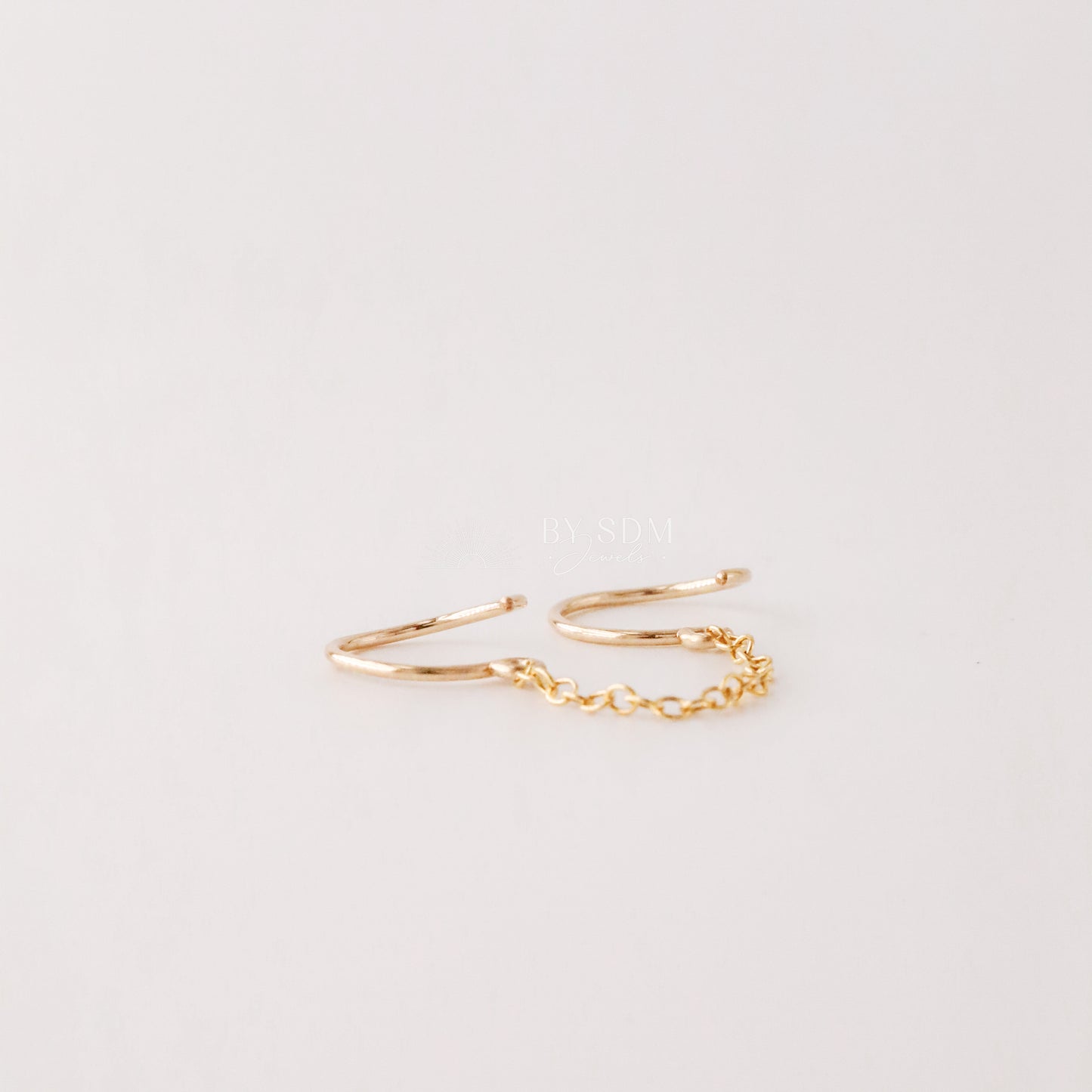 Double Hoop Earrings With Chain for Two Piercings • Huggies • Gold • Silver • Rose Gold • BYSDMJEWELS