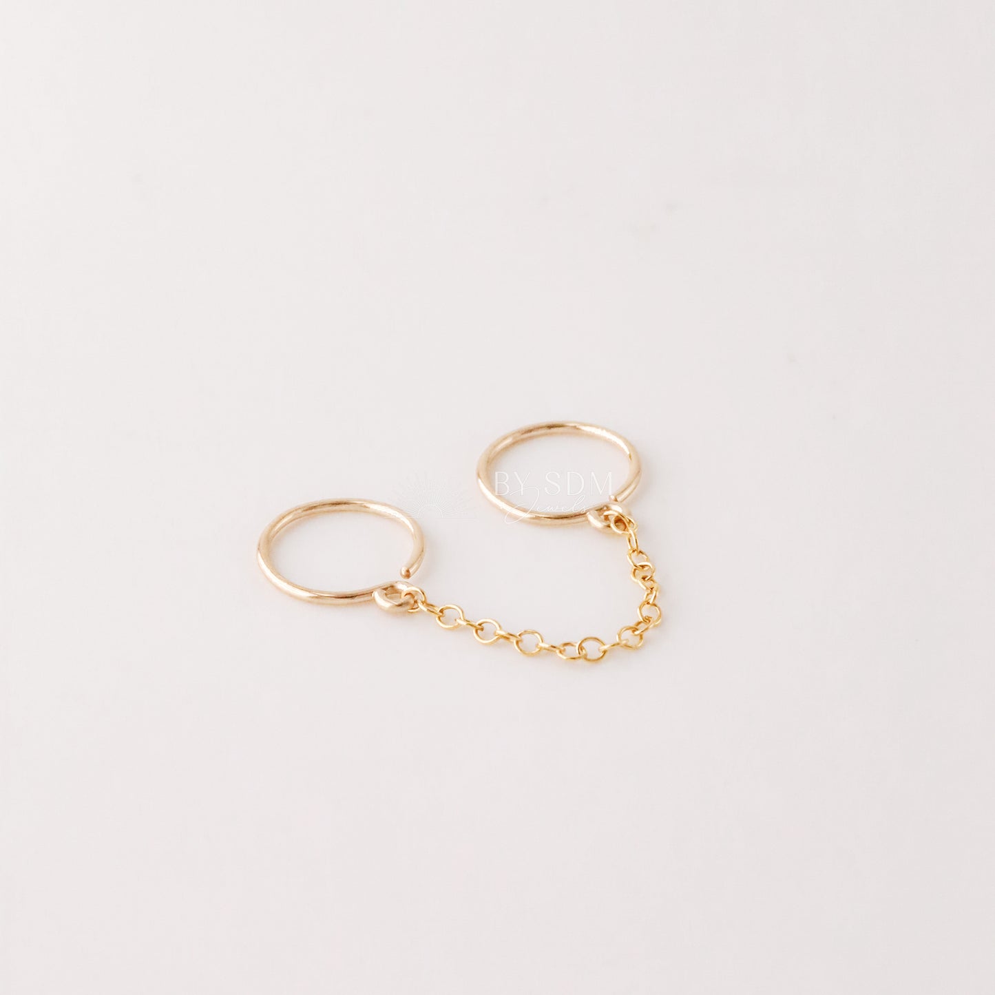 Double Hoop Earrings With Chain for Two Piercings • Huggies • Gold • Silver • Rose Gold • BYSDMJEWELS