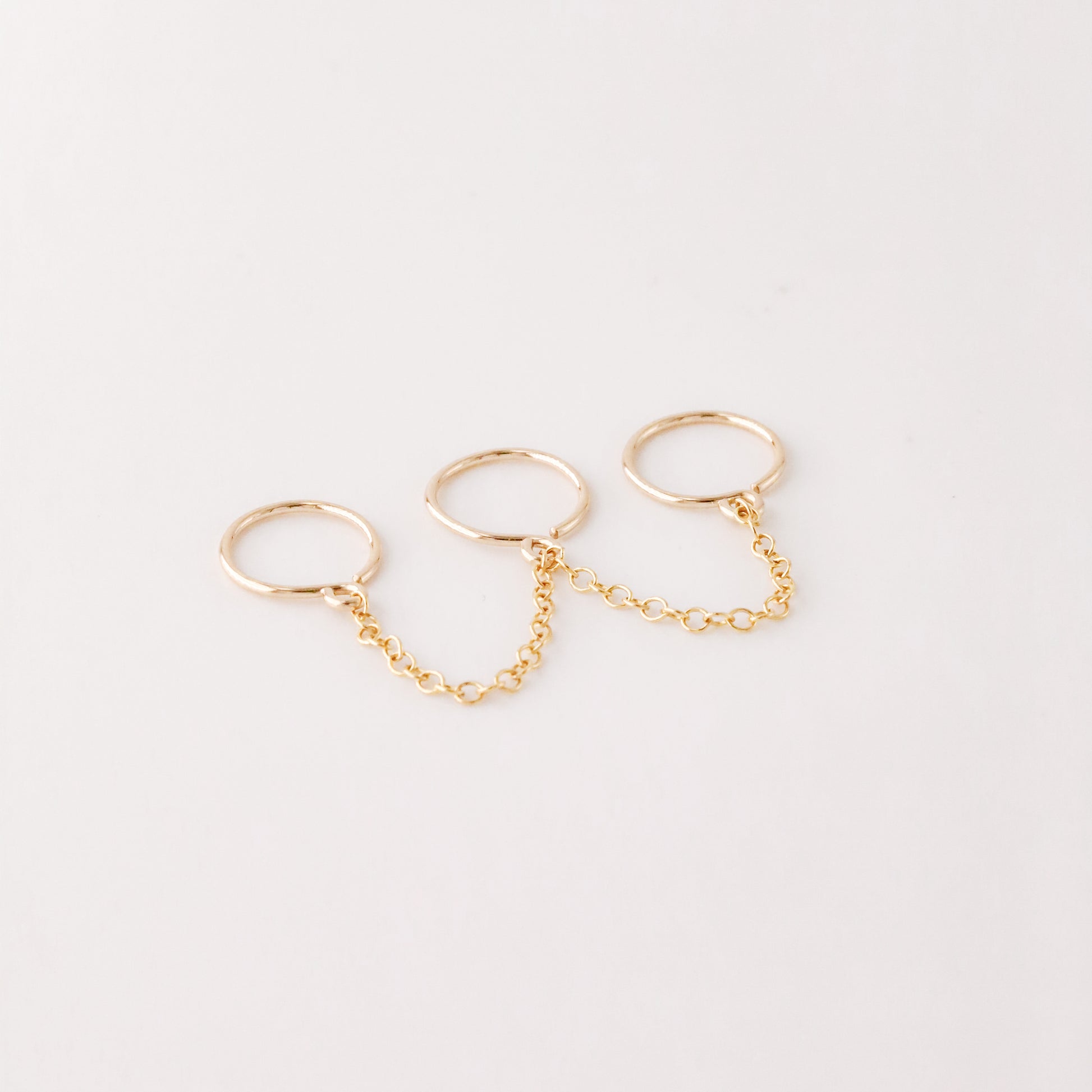 Triple Hoop Earrings With Chain for Three Piercings • Huggies • Gold • Silver • Rose Gold • BYSDMJEWELS
