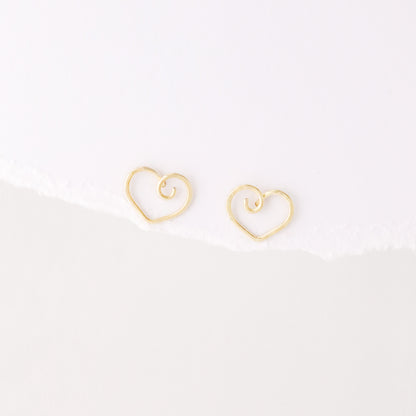 Open Heart Earrings • 12k Gold Filled or 925 Sterling Silver • Dainty Open Heart Studs for Women Teen for Girlfriend • BYSDMJEWELS