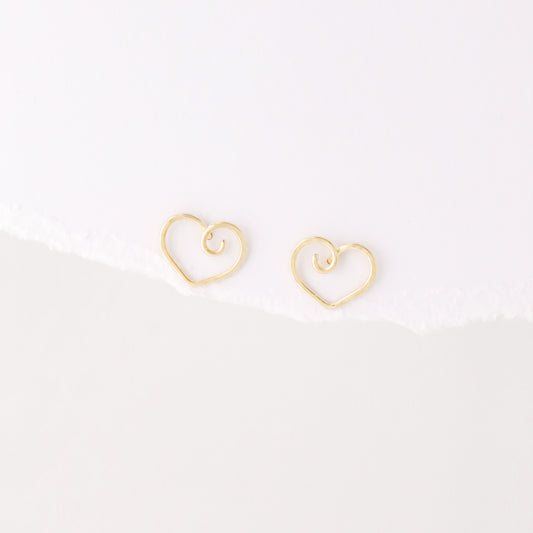 Open Heart Earrings • 12k Gold Filled or 925 Sterling Silver • Dainty Open Heart Studs for Women Teen for Girlfriend • BYSDMJEWELS