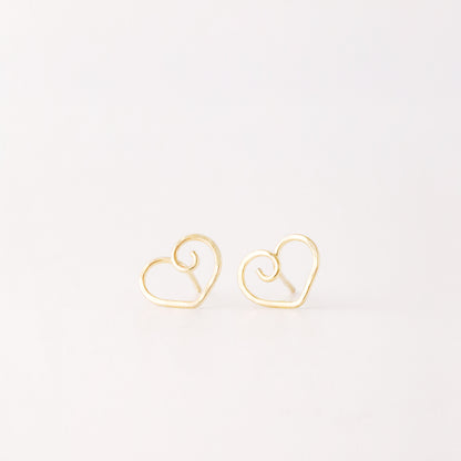 Open Heart Earrings • 12k Gold Filled or 925 Sterling Silver • Dainty Open Heart Studs for Women Teen for Girlfriend • BYSDMJEWELS