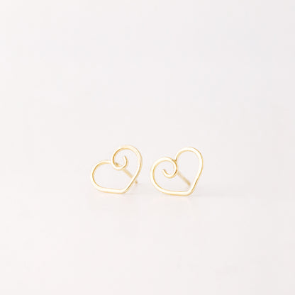 Open Heart Earrings • 12k Gold Filled or 925 Sterling Silver • Dainty Open Heart Studs for Women Teen for Girlfriend • BYSDMJEWELS