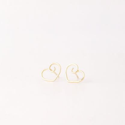 Open Heart Earrings • 12k Gold Filled or 925 Sterling Silver • Dainty Open Heart Studs for Women Teen for Girlfriend • BYSDMJEWELS