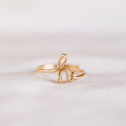 Lowercase Cursive Letter A Ring