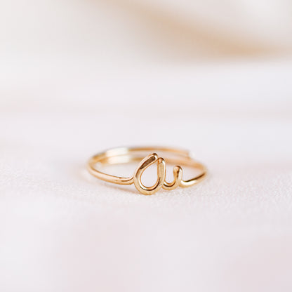 Lowercase Cursive Letter A Ring