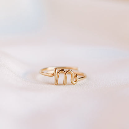 Lowercase Cursive Letter A Ring