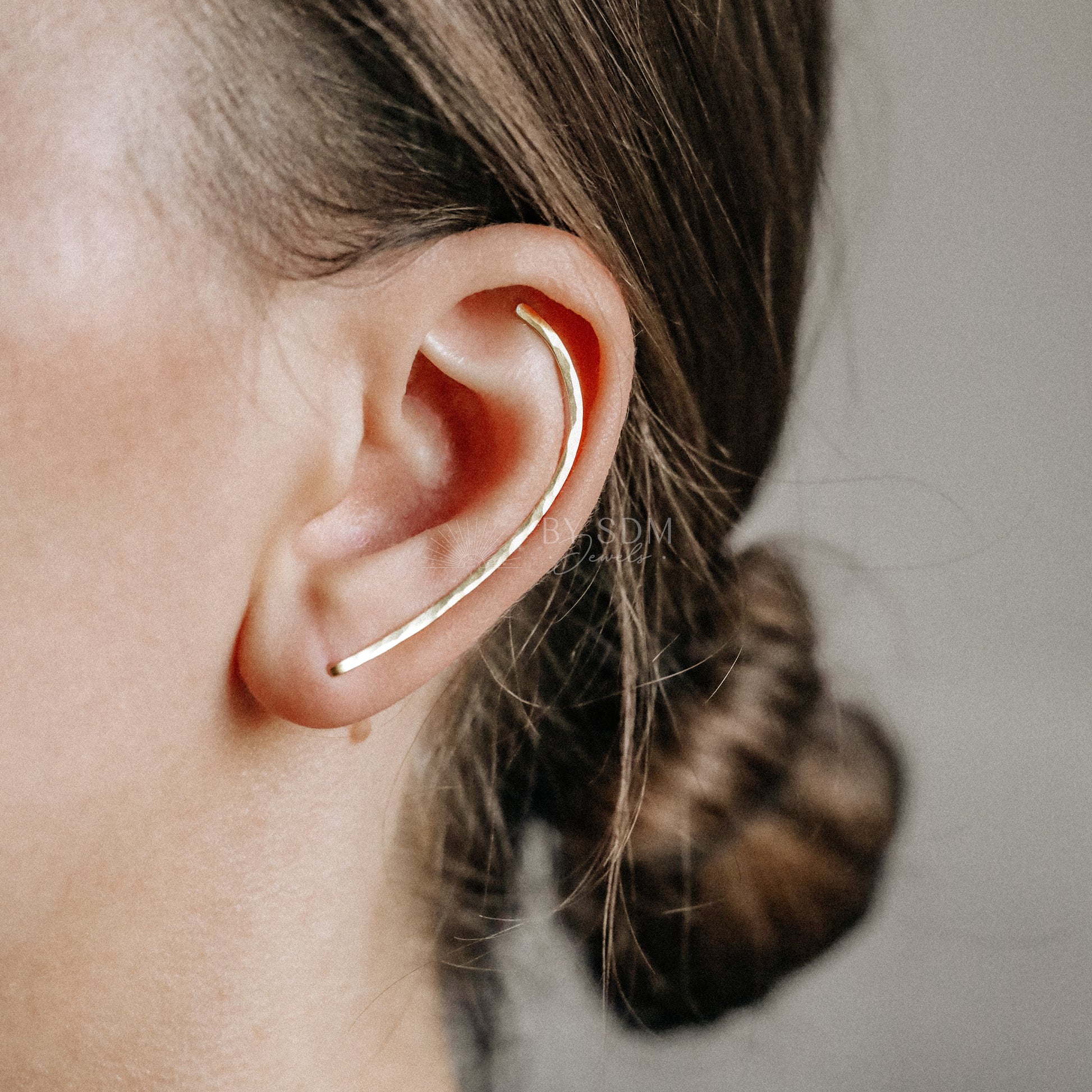 50 mm Dainty Long Ear Climbers, Ear Crawler, Gold Ear Cuff, Bar Ear Climber Silver Sweep Ear Pins Rose Gold Hammered Ear Climber Earrings