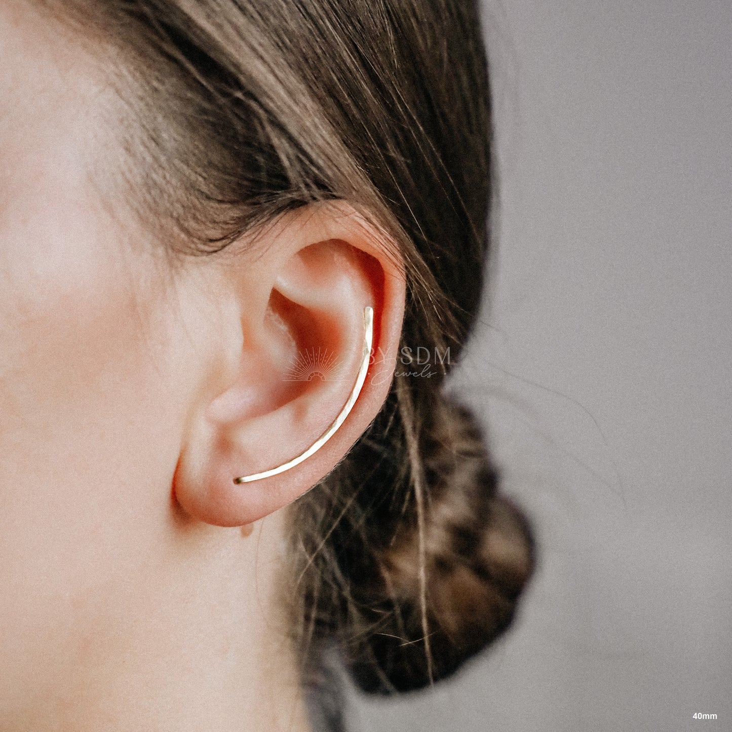 50 mm Dainty Long Ear Climbers, Ear Crawler, Gold Ear Cuff, Bar Ear Climber Silver Sweep Ear Pins Rose Gold Hammered Ear Climber Earrings