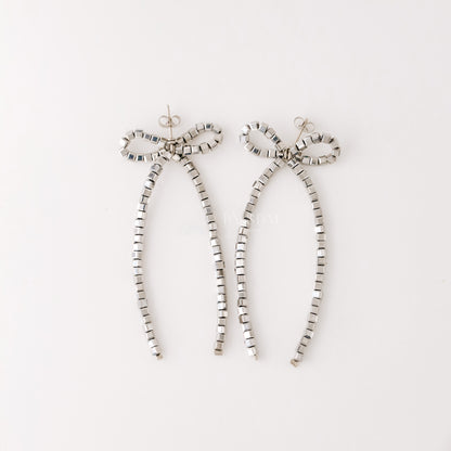 Gold Bow Drop Earrings
