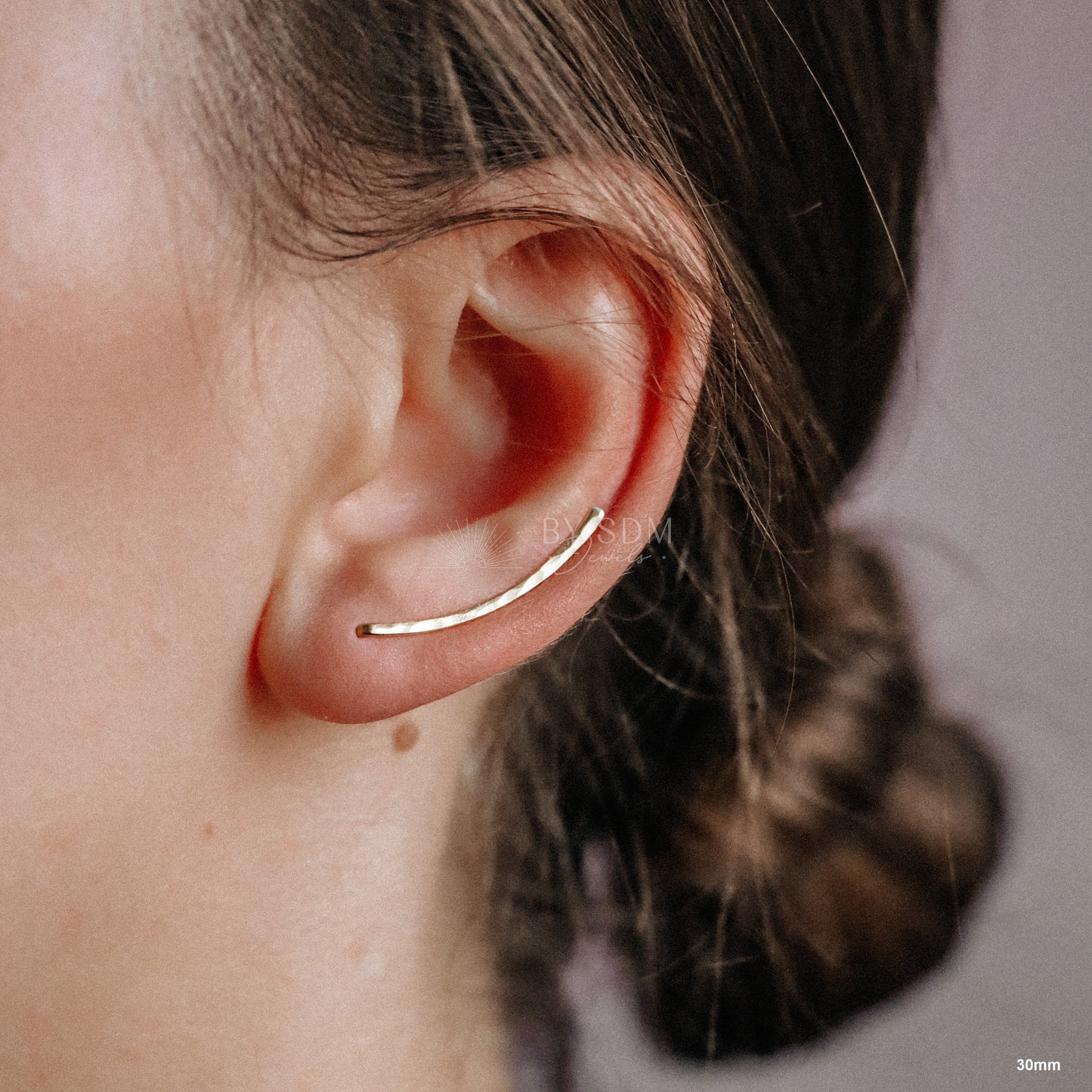 50 mm Dainty Long Ear Climbers, Ear Crawler, Gold Ear Cuff, Bar Ear Climber Silver Sweep Ear Pins Rose Gold Hammered Ear Climber Earrings