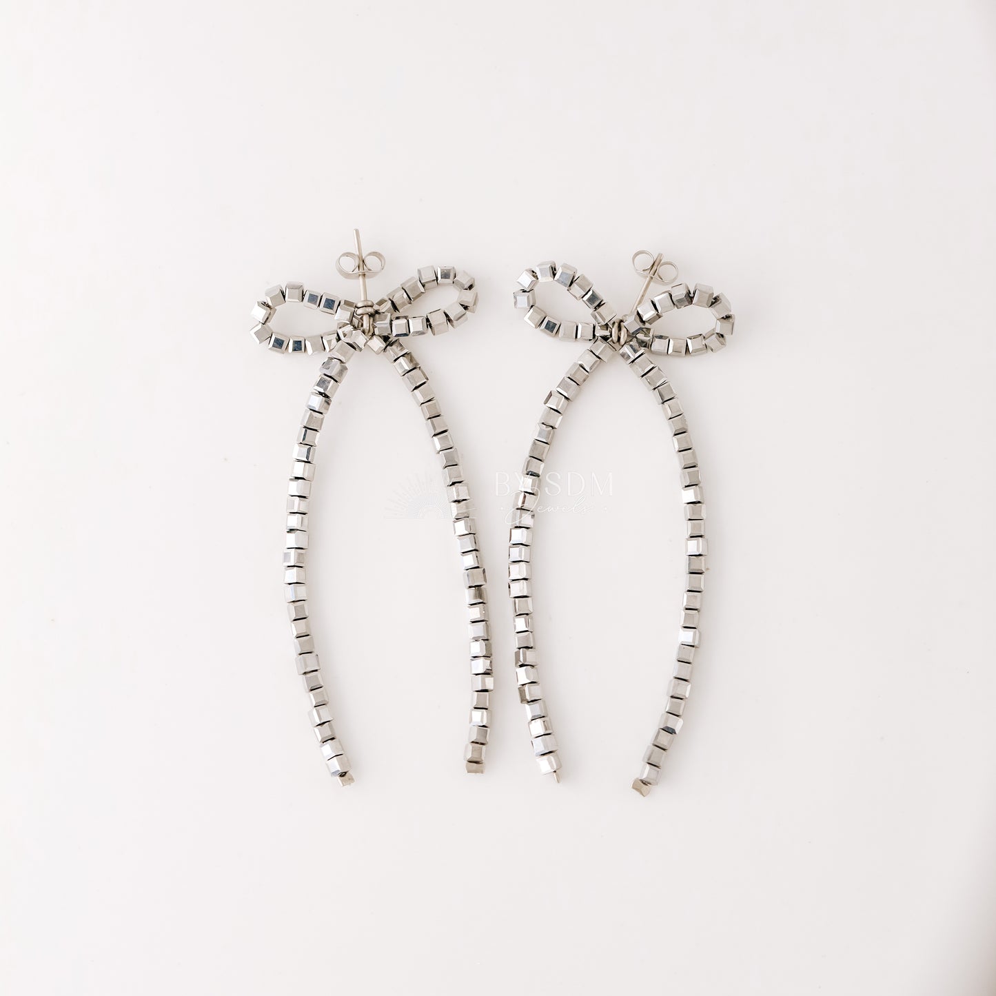 Ribbon Bow Stud Earrings in Stainless Steel, Silver or Gold, Dainty Earrings, Silver Bow Drop Earrings, Bow Jewelry, Bridesmaid's Jewellery