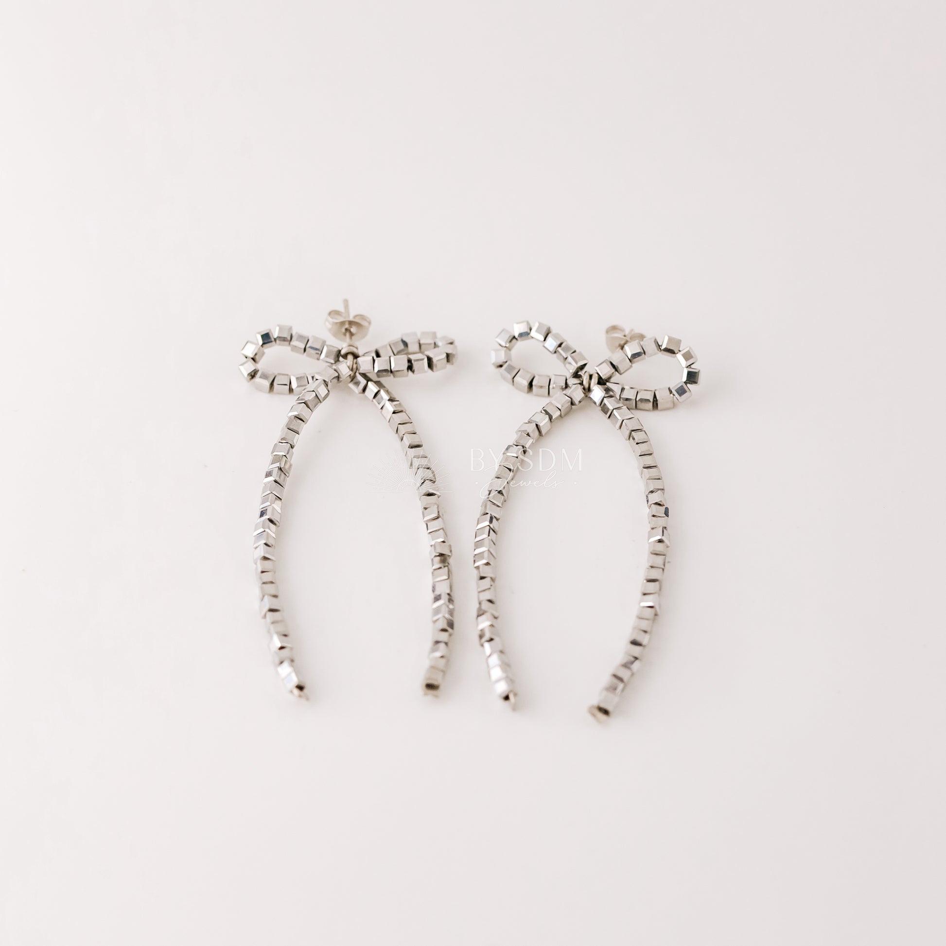 Ribbon Bow Stud Earrings in Stainless Steel, Silver or Gold, Dainty Earrings, Silver Bow Drop Earrings, Bow Jewelry, Bridesmaid's Jewellery