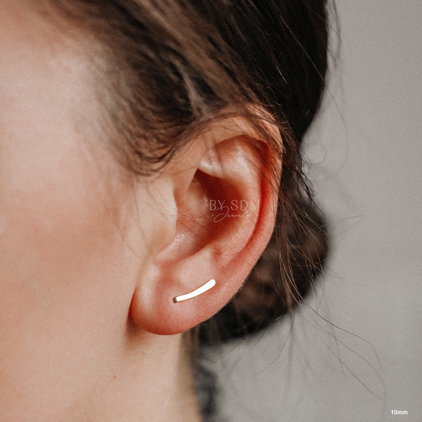 50 mm Dainty Long Ear Climbers, Ear Crawler, Gold Ear Cuff, Bar Ear Climber Silver Sweep Ear Pins Rose Gold Hammered Ear Climber Earrings