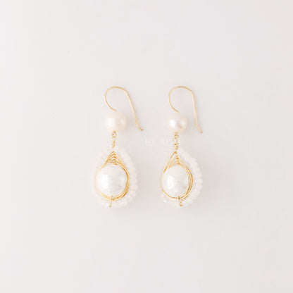 Pearl Earrings Dangle Bridal Earrings Pearl Wedding Earrings Long Pearl Earrings Gold Bridal Jewelry Dangle Pearl Earrings • BYSDMJEWELS