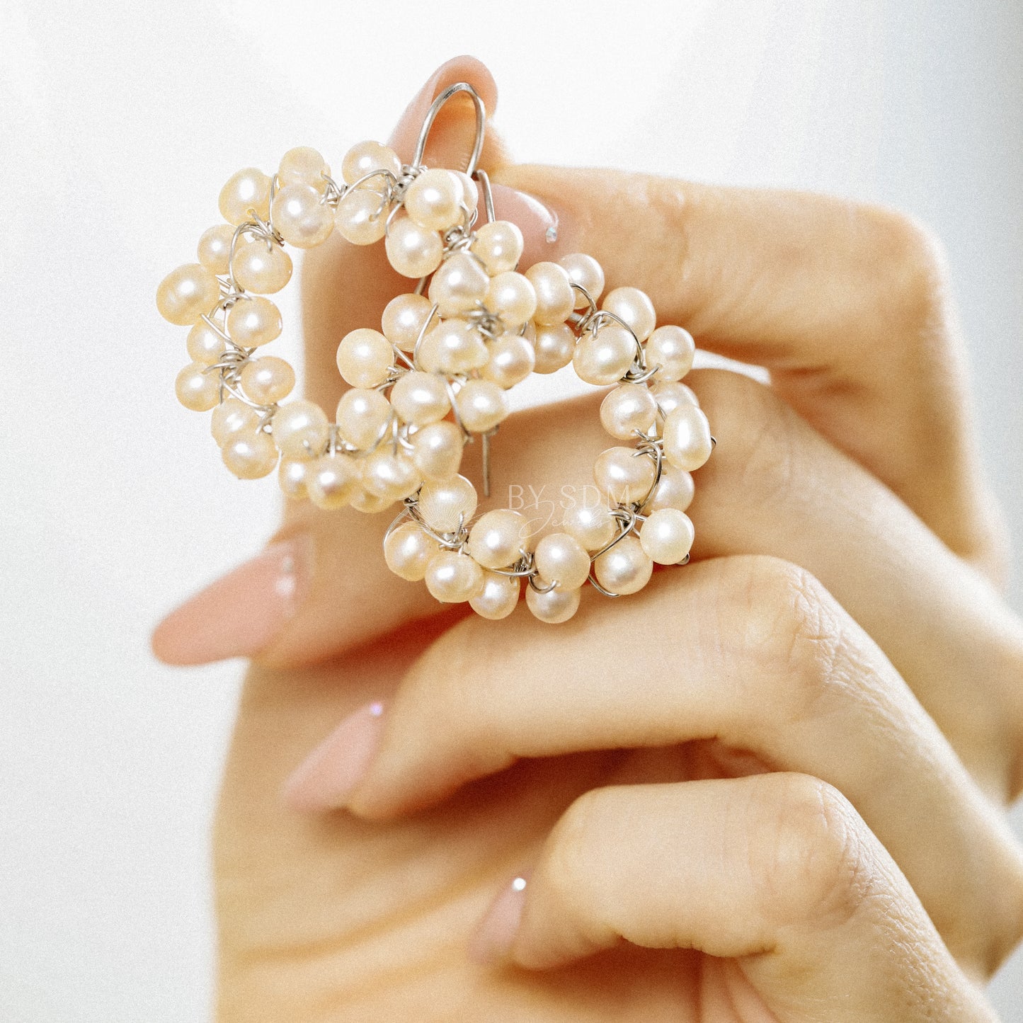 Pearl Earrings • Hoop Earrings • Bridal Freshwater Pearls Earrings • BYSDMJEWELS