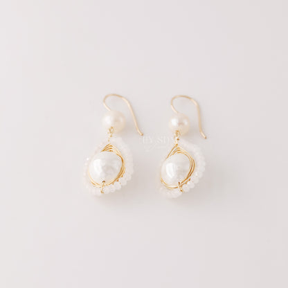 Pearl Earrings Dangle Bridal Earrings Pearl Wedding Earrings Long Pearl Earrings Gold Bridal Jewelry Dangle Pearl Earrings • BYSDMJEWELS