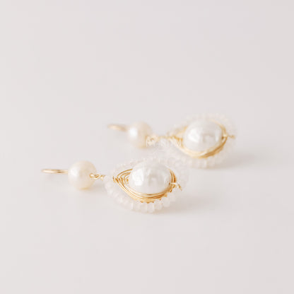 Pearl Earrings Dangle Bridal Earrings Pearl Wedding Earrings Long Pearl Earrings Gold Bridal Jewelry Dangle Pearl Earrings • BYSDMJEWELS