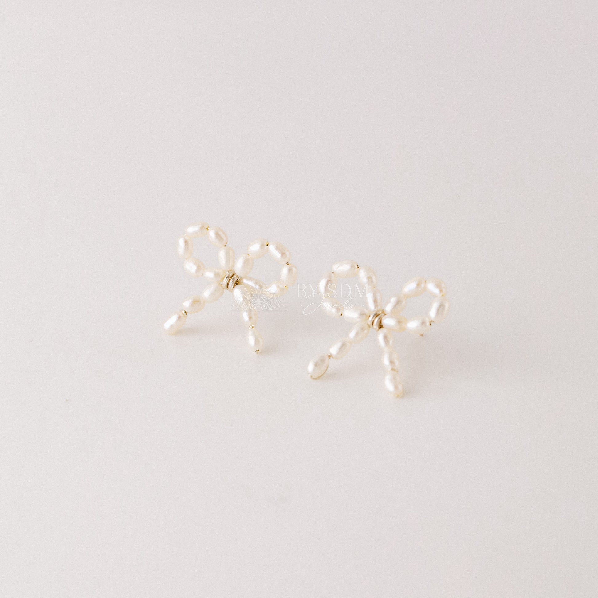 Sterling Silver Pearl Bow Earrings, Freshwater Pearl Earrings, Pearl Jewelry, Bridesmaids Earrings, Gift for Her • BYSDMJEWELS