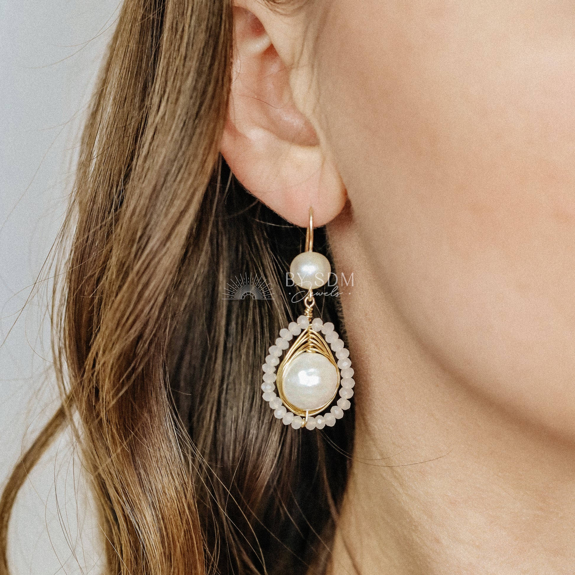 Pearl Earrings Dangle Bridal Earrings Pearl Wedding Earrings Long Pearl Earrings Gold Bridal Jewelry Dangle Pearl Earrings • BYSDMJEWELS