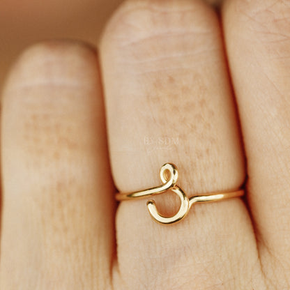 Dainty Initial S Ring • Gold Letter Ring • Personalized Initial Ring • Initial Name Ring • Adjustable Initial Ring • BYSDMJEWELS