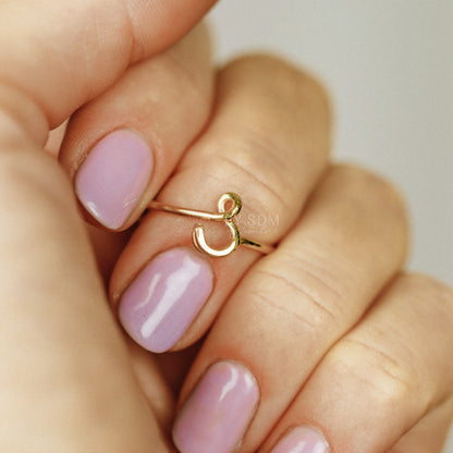 Dainty Initial S Ring • Gold Letter Ring • Personalized Initial Ring • Initial Name Ring • Adjustable Initial Ring • BYSDMJEWELS