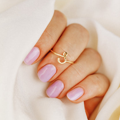 Dainty Initial S Ring • Gold Letter Ring • Personalized Initial Ring • Initial Name Ring • Adjustable Initial Ring • BYSDMJEWELS