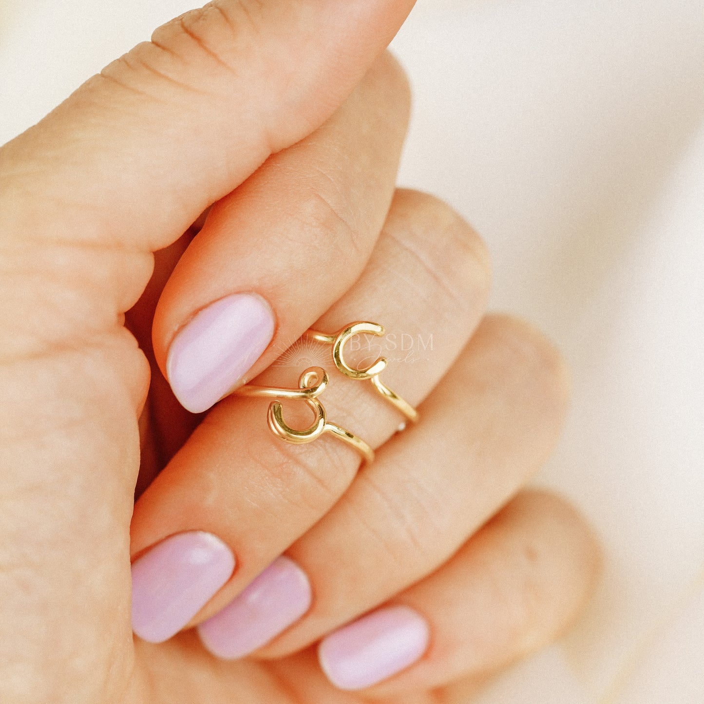 Dainty Initial S Ring • Gold Letter Ring • Personalized Initial Ring • Initial Name Ring • Adjustable Initial Ring • BYSDMJEWELS
