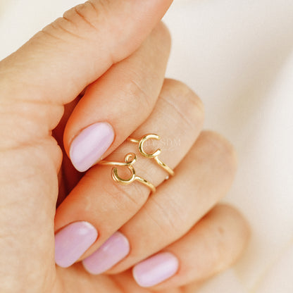 Dainty Initial S Ring • Gold Letter Ring • Personalized Initial Ring • Initial Name Ring • Adjustable Initial Ring • BYSDMJEWELS