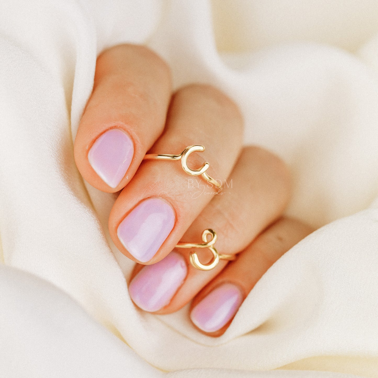 Dainty Initial C Ring • Personalized Initial Ring • Initial Name Ring • Adjustable Initial Ring • Custom Bridesmaid Gift • BYSDMJEWELS