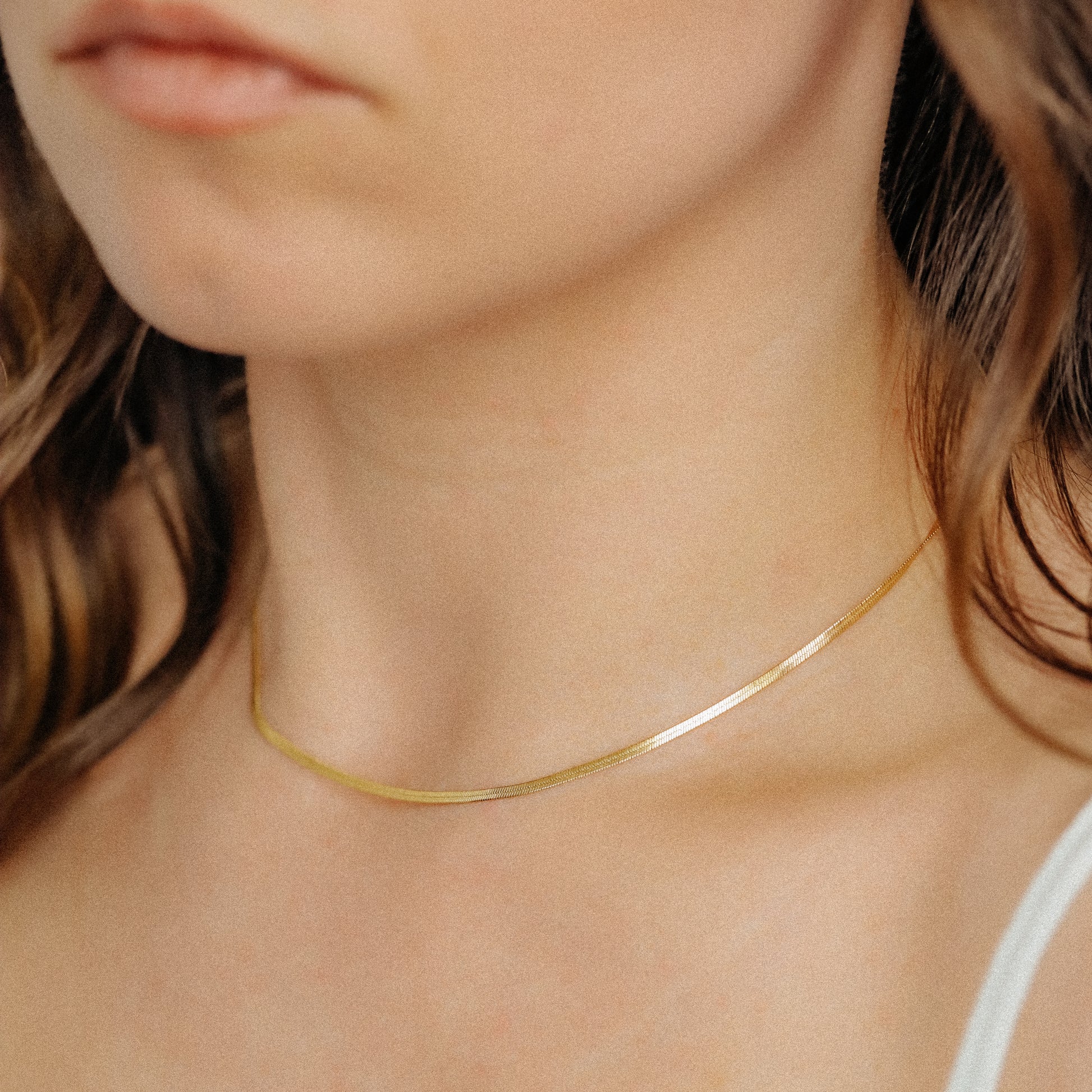 Herringbone Snake Necklace in Stainless Steel, A Must Have Layering Necklace
