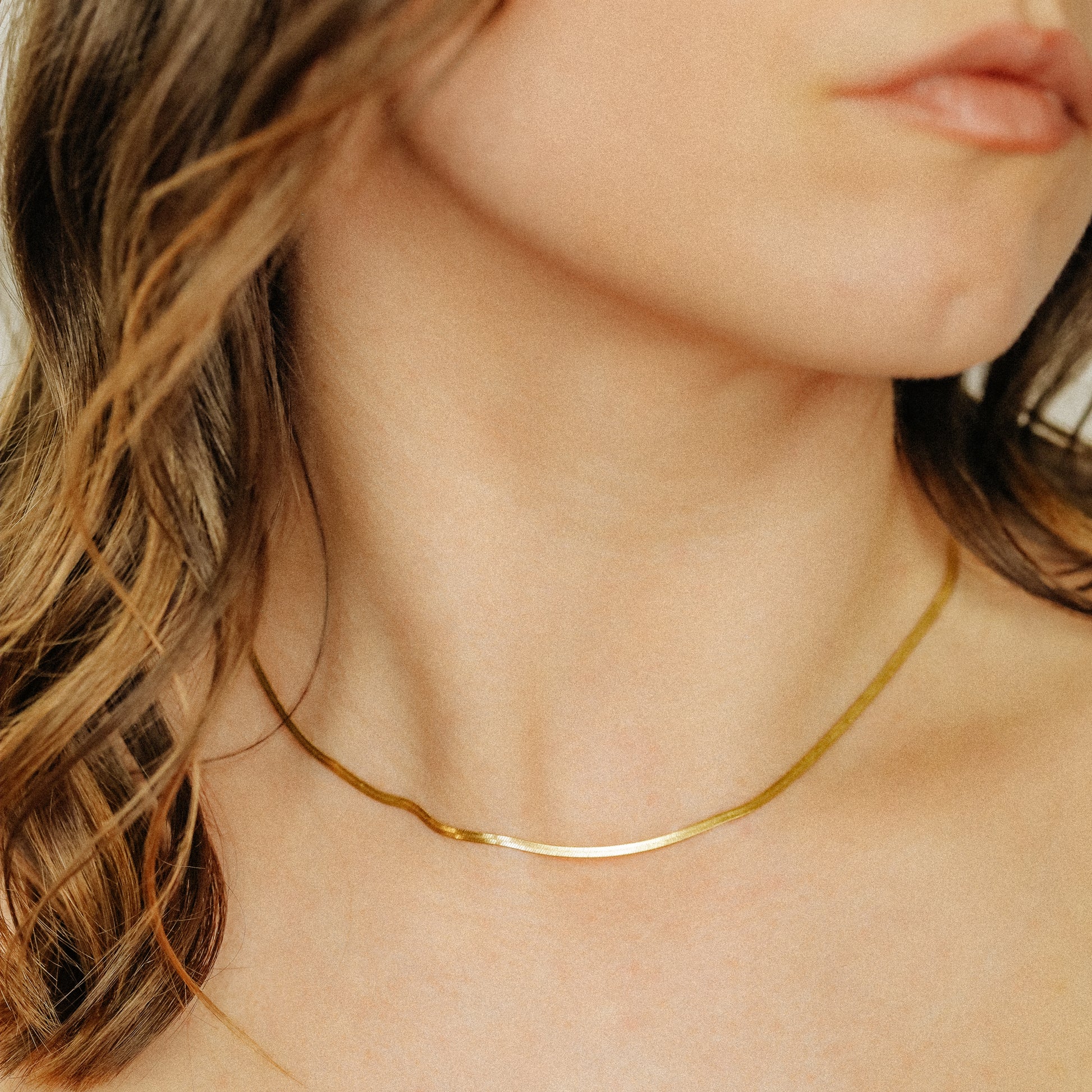 Herringbone Snake Necklace in Stainless Steel, A Must Have Layering Necklace

