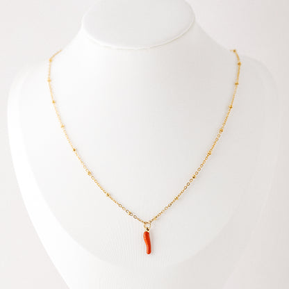 Cornicello Napoletano Pendant with Satellite Chain Necklace in Stainless Steel