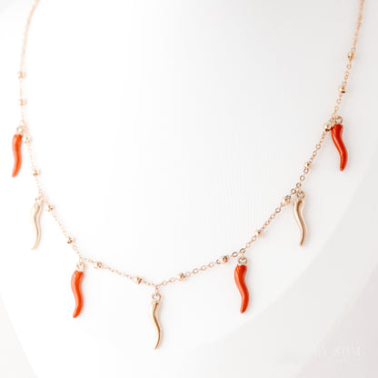 Lucky Horn Pendant Necklace • Lucky Horn Necklace • Lucky Charm Necklace • Cornicello • BYSDMJEWELS