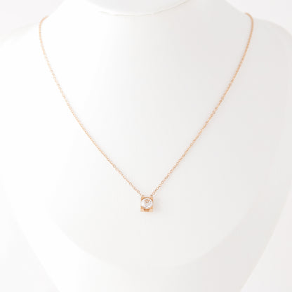 Dainty CZ Diamond Solitaire Necklace: 18K Gold Stainless Steel