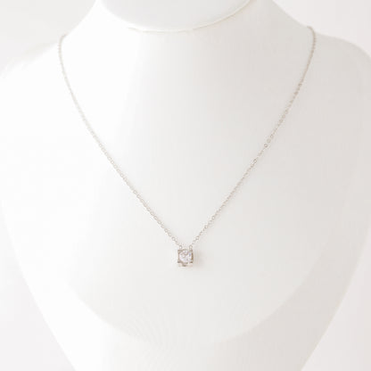Dainty CZ Diamond Solitaire Necklace: 18K Gold Stainless Steel
