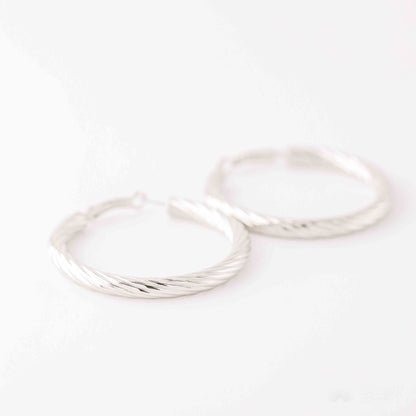 5mm x 40mm Twisted Plain Bold Thick Round Hoop Earrings Stainless Steel