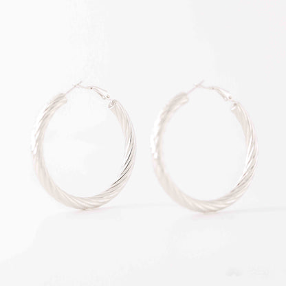 5mm x 40mm Twisted Plain Bold Thick Round Hoop Earrings Stainless Steel