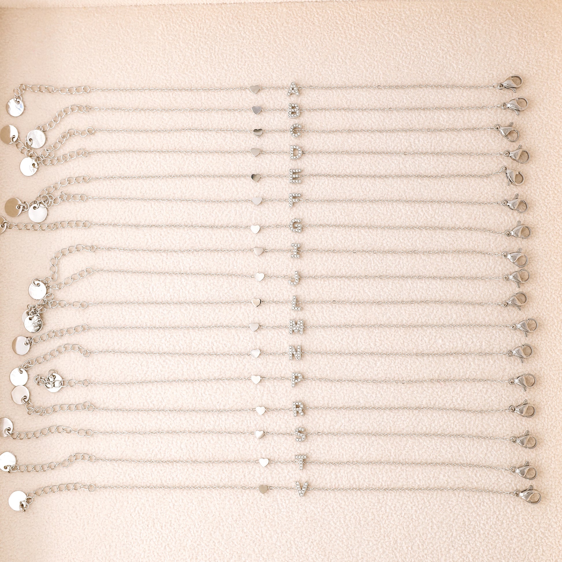 Custom Initial Bracelet: Stainless Steel Letter Charm Bracelet