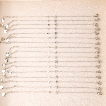 Custom Initial Bracelet: Stainless Steel Letter Charm Bracelet