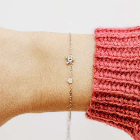 Custom Initial Bracelet: Stainless Steel Letter Charm Bracelet