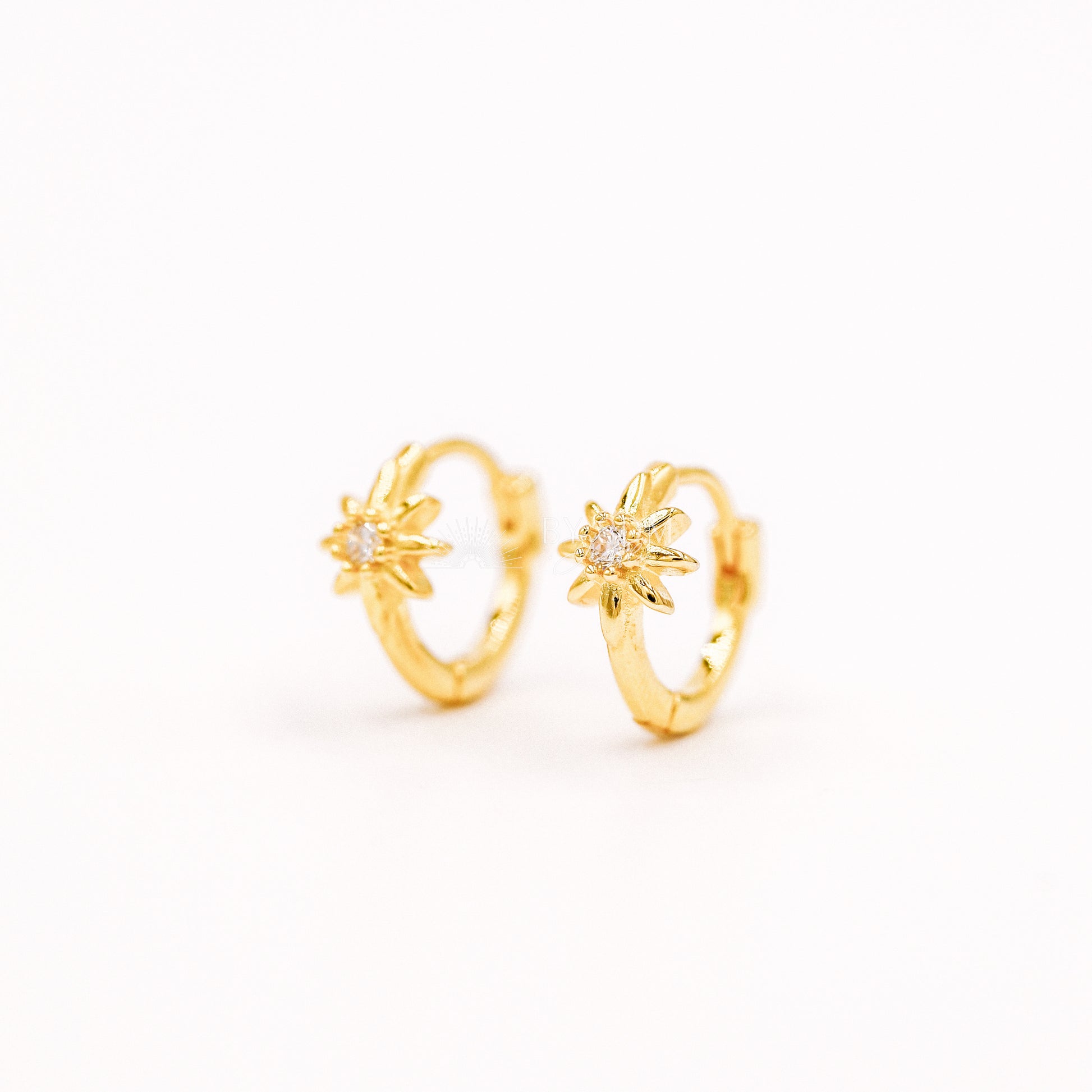 Starburst Huggie Hoop Earrings, Starburst Stacking Earrings, Tiny Hoop Earrings, North Star Huggie Hoop Earrings, Celestial Jewelry